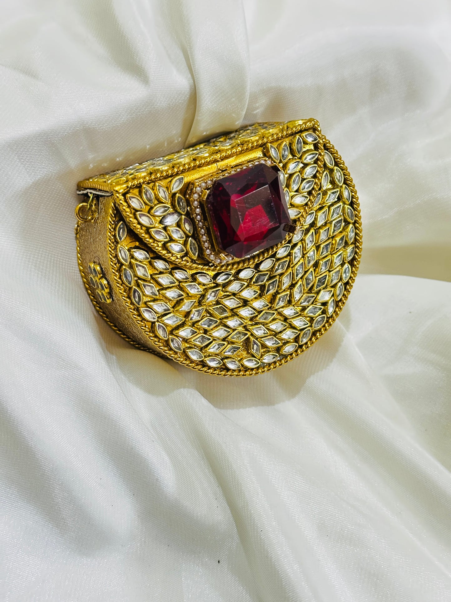 Red LUXE MINI CLUTCH KUNDAN