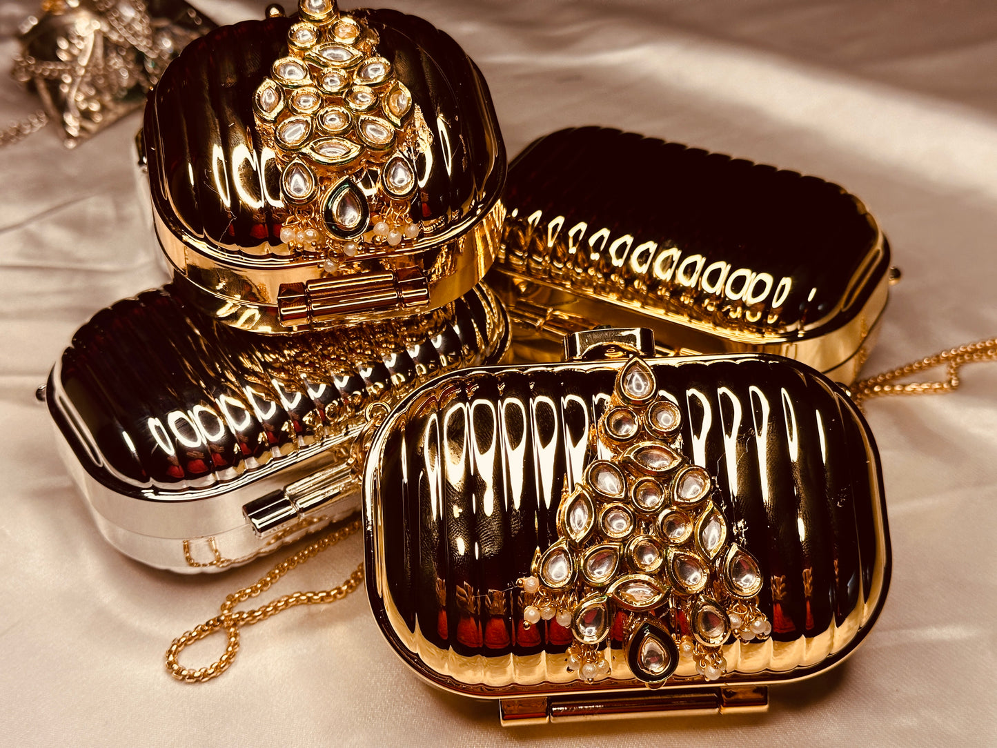 Acrylic Mini Square Clutch (kundan beads  )