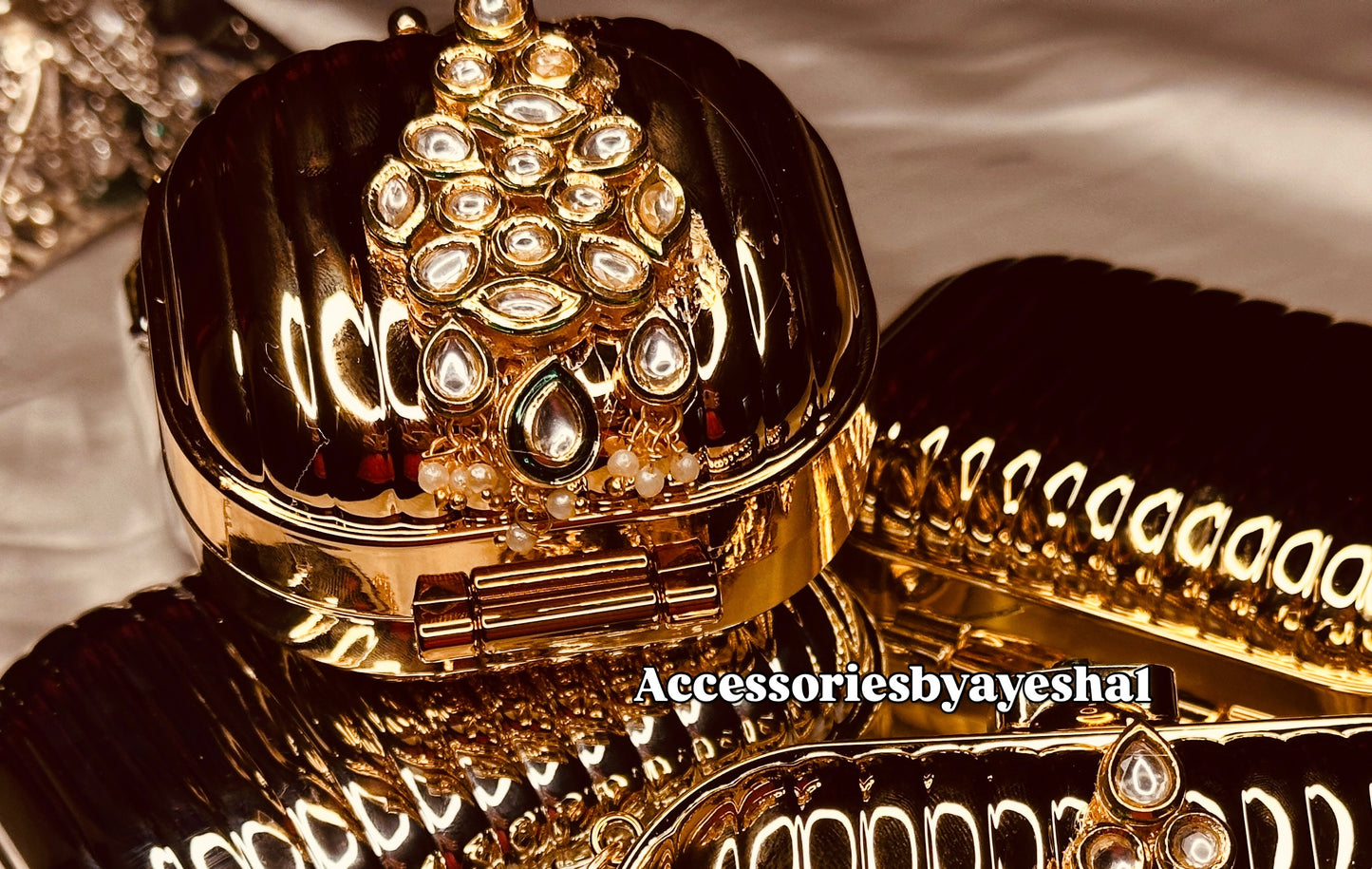 Acrylic Mini Square Clutch (kundan beads  )