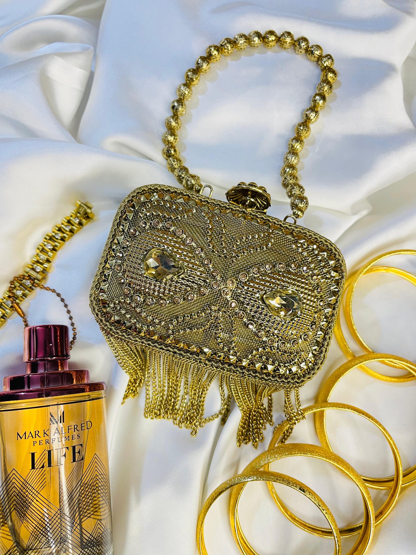 Clutch golden double design with chain