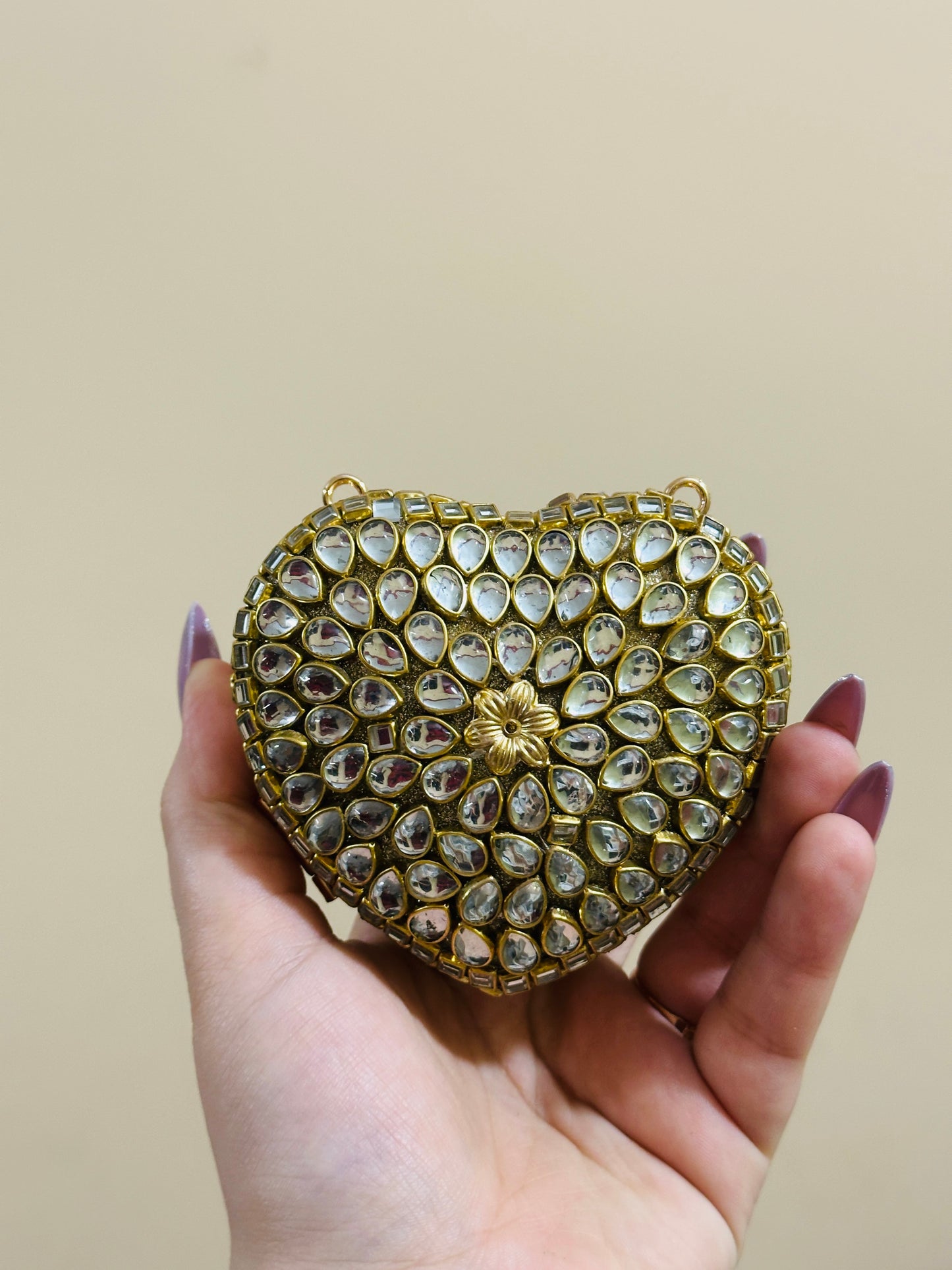 Petal Stone Luxe Bag pearl chain