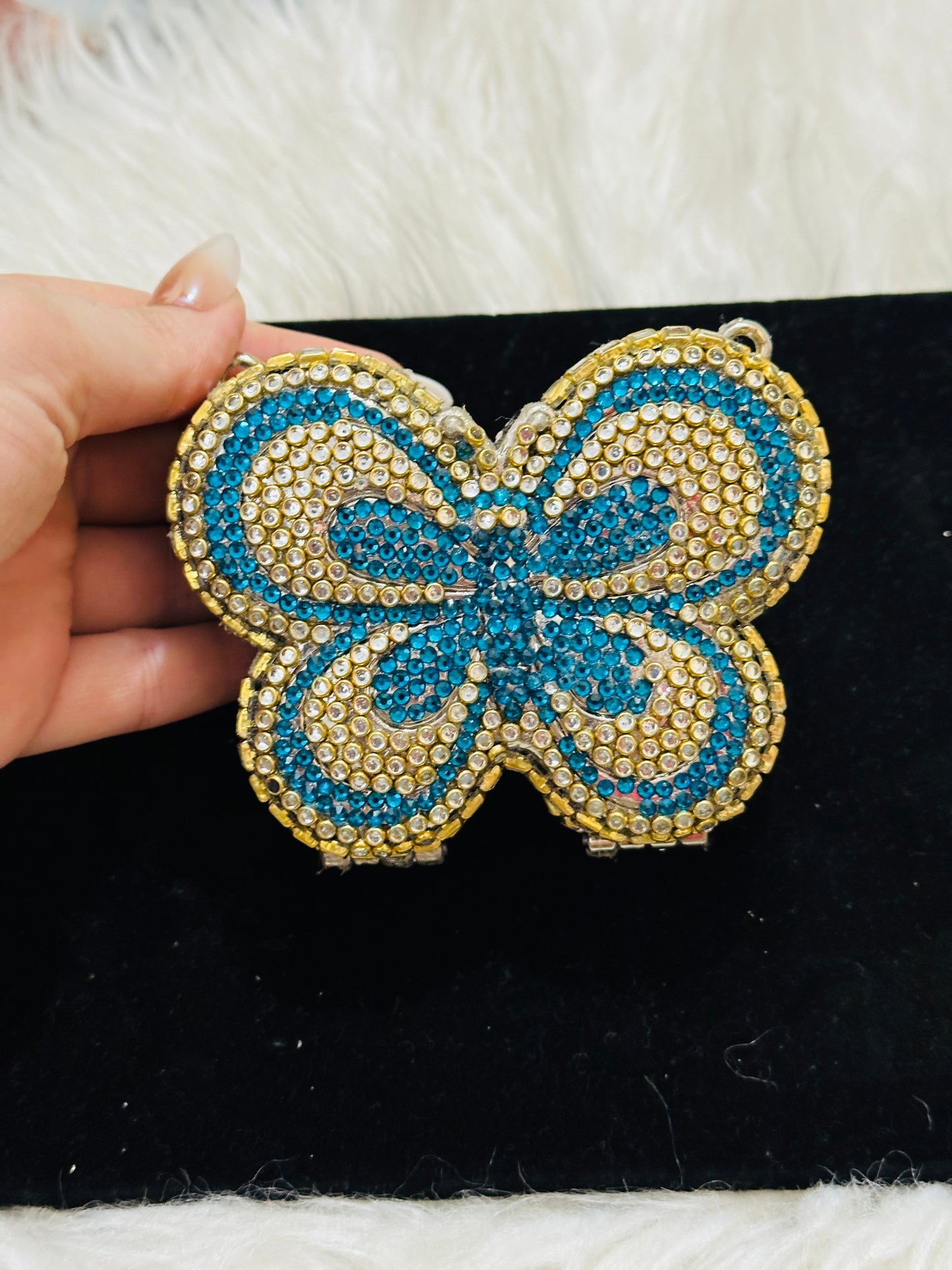 Glam Bloom butterfly Clutch( with pearl chain)