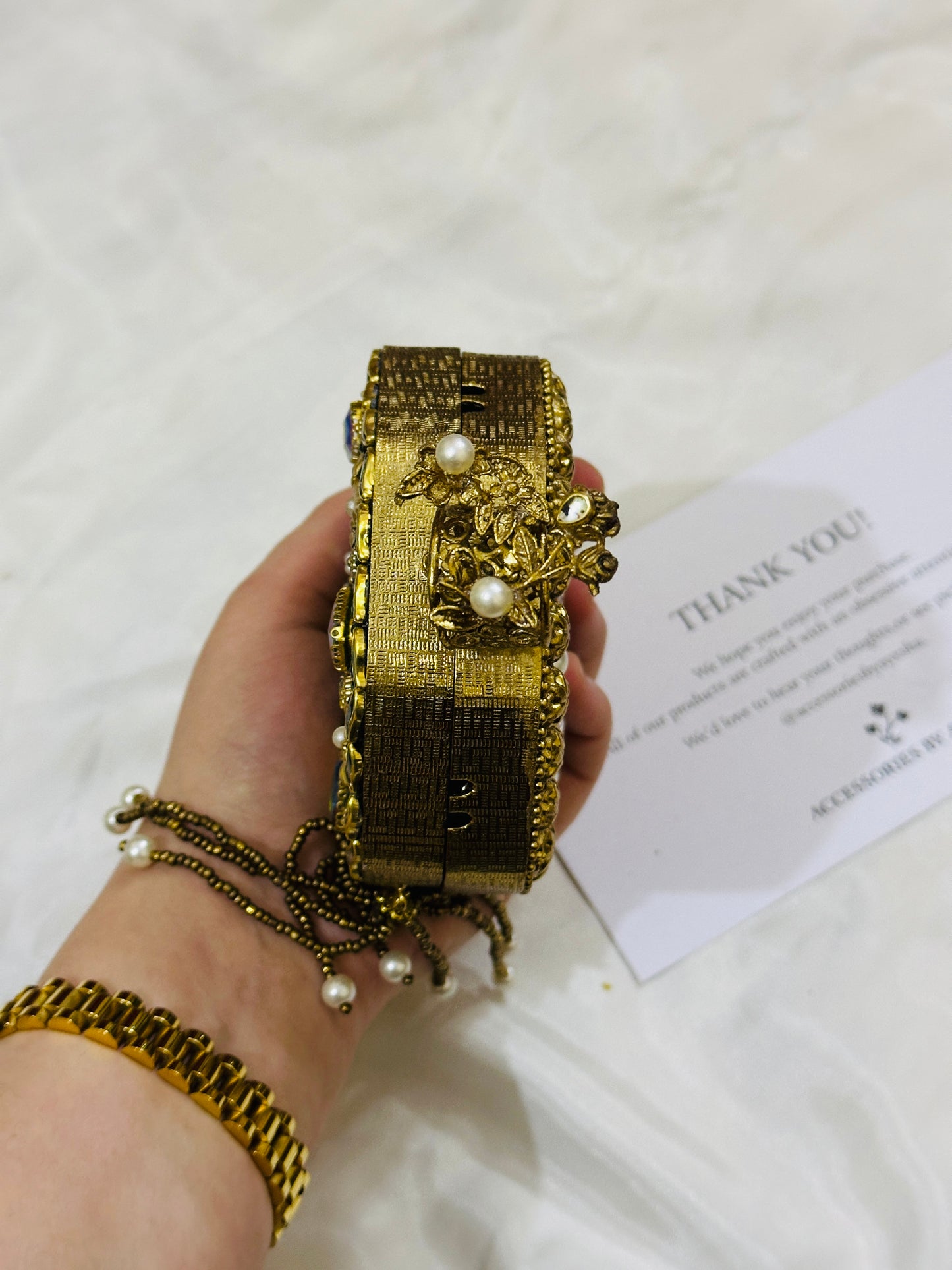 KUNDAN GREEN CRYSTAL CLUTCH