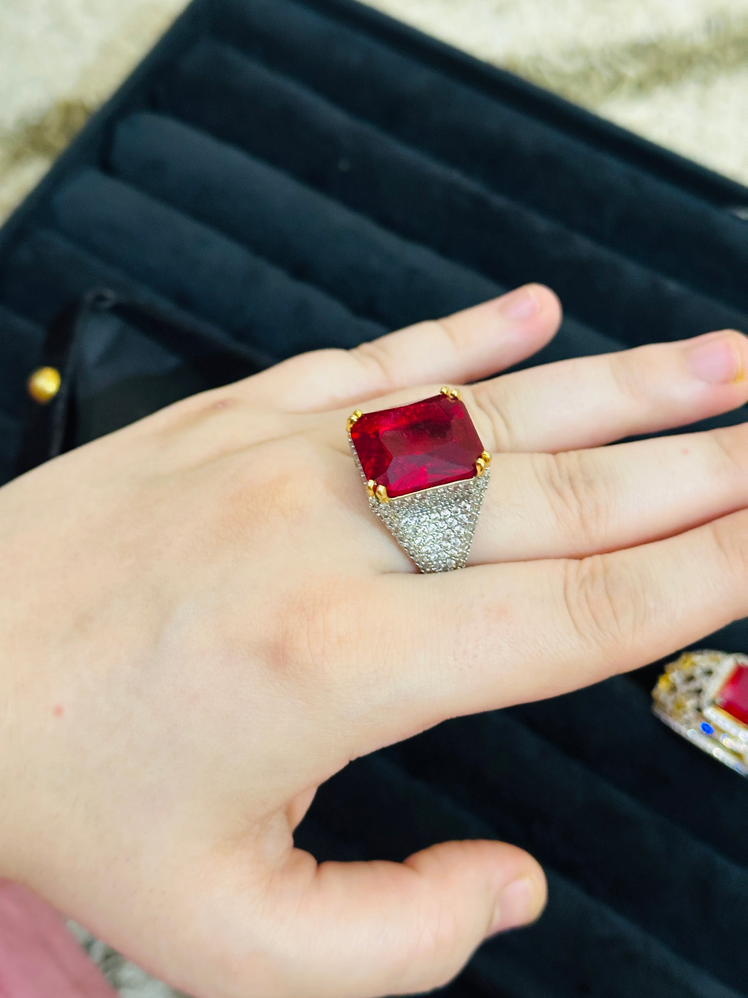 Red rings ( silver ) ( size 8 available)