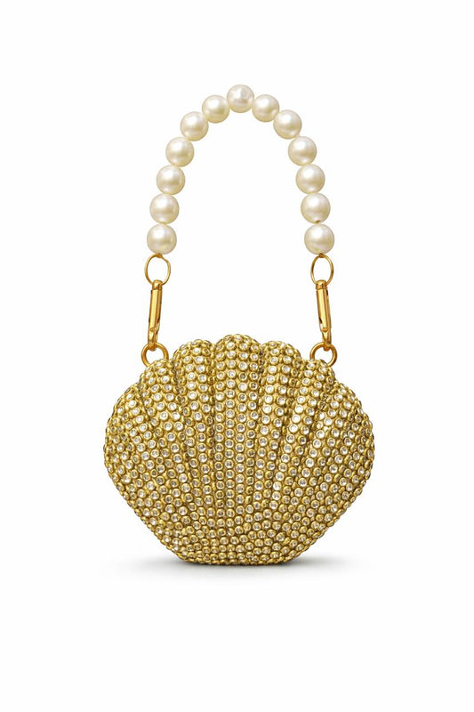 GOLD Crystal  SHELL CLUTCH